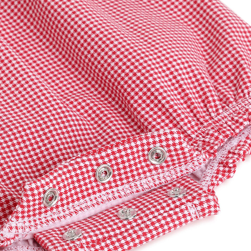 Girls White and Red Solid Short Sleeve Rompers image number 3